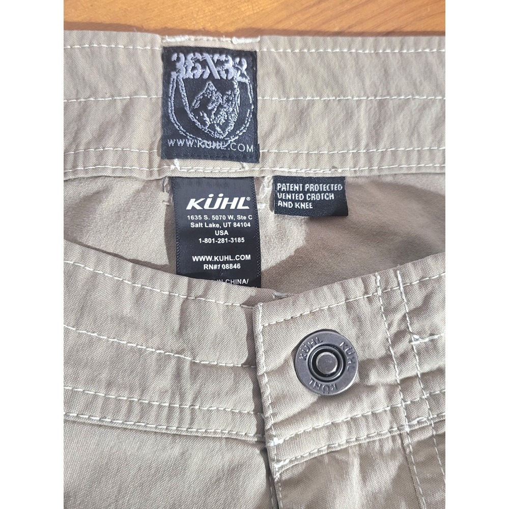 Kuhl Mens Khaki Hiking Pants Vented Outdoor Trail Lightweight Size 36 X 32